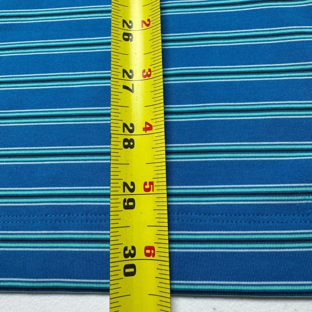 Nike Golf Polo Shirt Mens Large Blue‎ Striped Dri-FIT Stretch Performance Swoosh